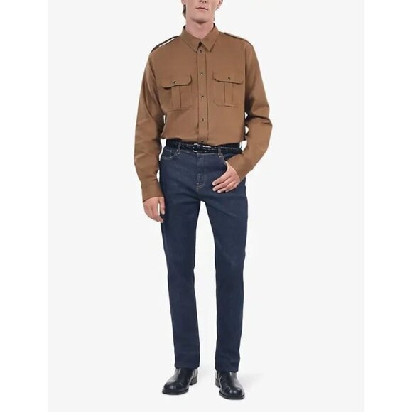 The Kooples Mens Brown Shirt With Shoulder Tabs & Patch Pockets - Picture 3 of 8